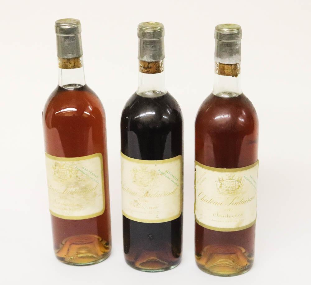 1970 Chateau Suduiraut Sauternes, (3): 1970 Chateau Suduiraut Sauternes, 750ml, (3) bottles. Stored in climate-controlled wine cellar. Provenance: Anthony Athanas Collection, Anthony's Pier 4, Boston, Massachusetts.