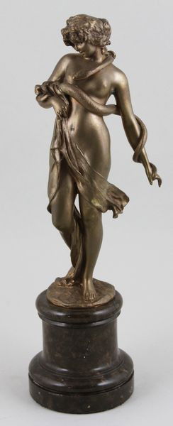 Lindenberg, Nude Woman, Gold Plated Bronze: M. Lindenberg (German 1873 - 1910), sculpture of a nude woman, gilt bronze, signed, Gladenbeck (Berlin) foundry mark, 12 1/2"h. Of the period.