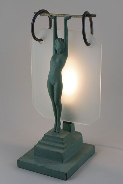 Frankart Table Lamp: Mark Frankart art deco table lamp, marked Frankart, 13 1/2"h. Of the period.