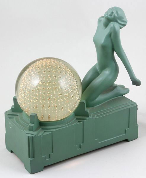 Art Deco, Frankart, Luminiere with Controlled Bub: Frankart luminiere with controlled bubble globe, Art Deco, signed, 8 1/2"h x 8"w x 4"d. Of the period.