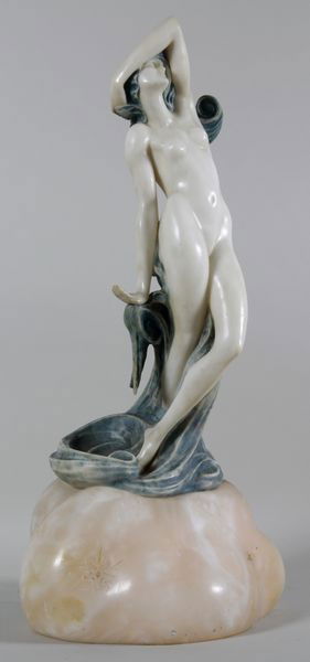 Del Lungo, Sculpture of a Nude, Alabaster: P. Del Lungo, Italian sculpture of a nude, alabaster, on lighted base, 27 1/2"h. Of the period.
