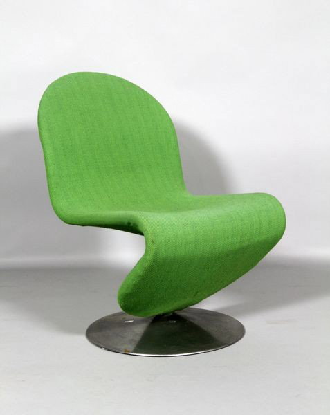 Panton 1-2-3 Chair: Verner Panton, original 1-2-3 chair, original fabric, 30"h, 15 1/2"h x 19 1/2"w x 25 1/2"d. Scratches and light corrosion to base.