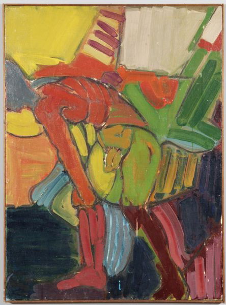 1960's Provincetown School, Bather, O/C: Provincetown School, bather with sail boats and beach chairs in background, oil on canvas, signed verso F. Chasttin, 28 1/2"h x 39"w. In original artist's frame.