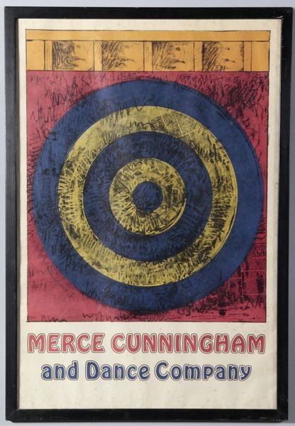 1968 Jasper Johns "Target" Poster: Jasper John's "Target" poster, Merce Cunningham and Dance Company, circa 1968, 33 3/4"h x 22 5/8"w (sight). Fading, light moisture damage.