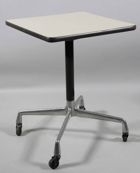 Eames for Miller Rolling Side Table: Ray and Charles Eames for Herman Miller, rolling side table, 25 1/2"h x 19 1/2"sq.