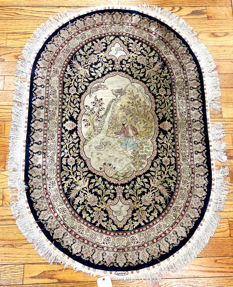 Persian Silk Oval Rug, Signed (1 of 8)