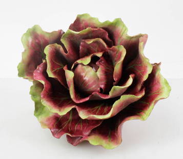 Katherine Houston Porcelain Red Cabbage Rose: Porcelain red cabbage rose, artist Katherine Houston (b.1950), signed, circa 1996, 9". Provenance: Ashland, Massachusetts collection.