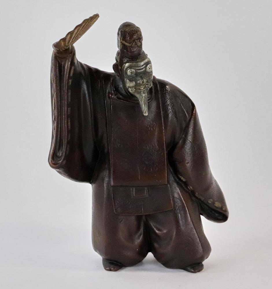 Bronzed Figure of Japanese Masked Actor (1 of 3)