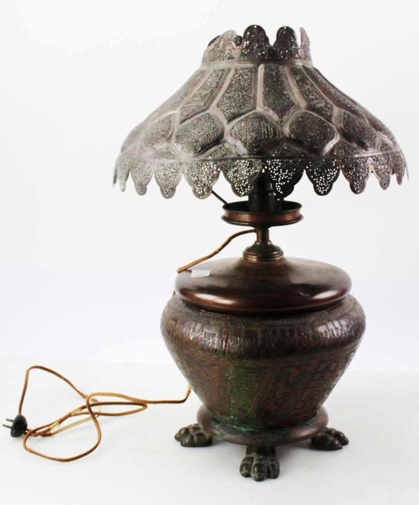 Early 20thC Moorish Copper Table Lamp (1 of 6)