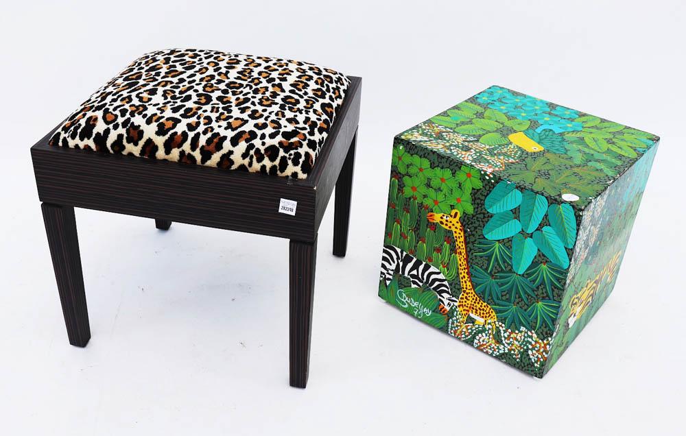 Stool with Zebra-Type Upholstered, Tiger Stool (1 of 6)