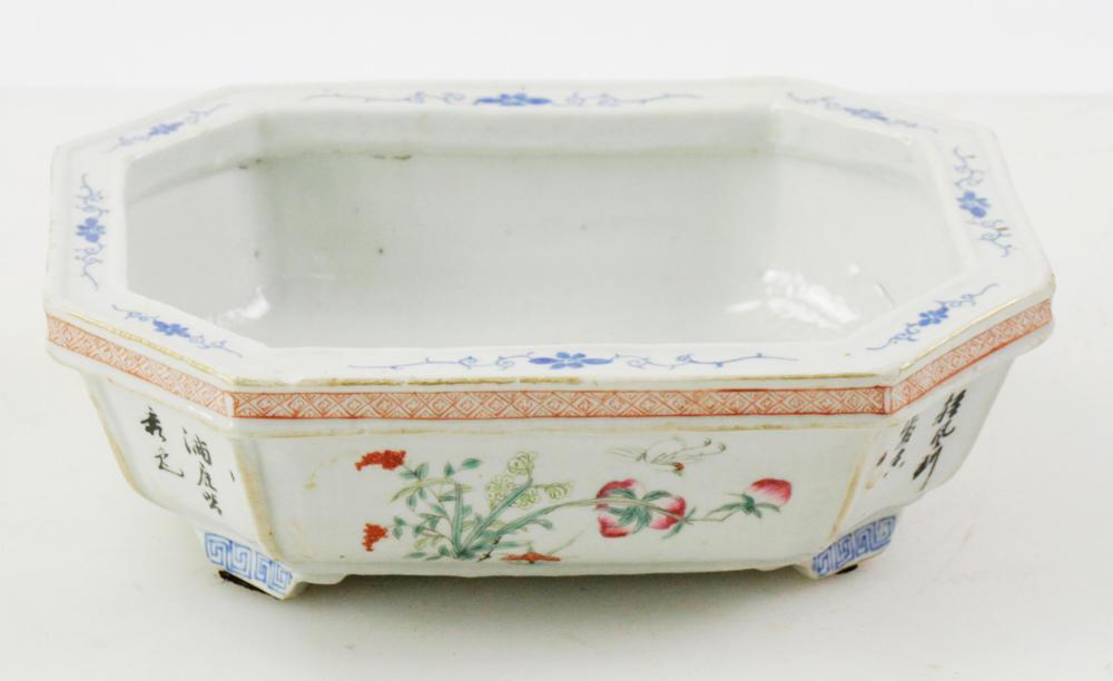 19thC Chinese Low Porcelain Bonsai Pot (1 of 5)