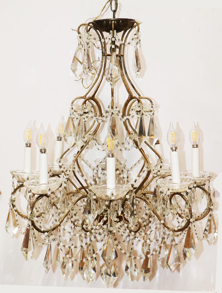 Antique French Crystal and Opaline Chandelier (1 of 6)