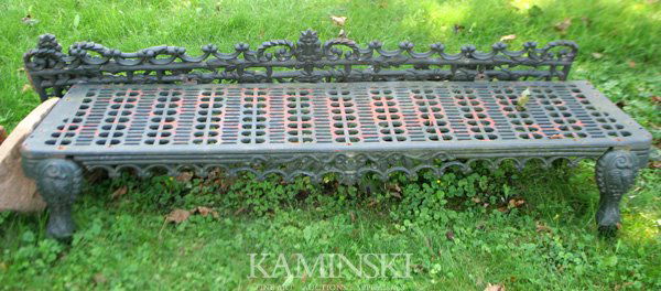 Cast Iron Bench: Cast iron bench with detached back and arms, 13 1/3"h x 48 1/2".