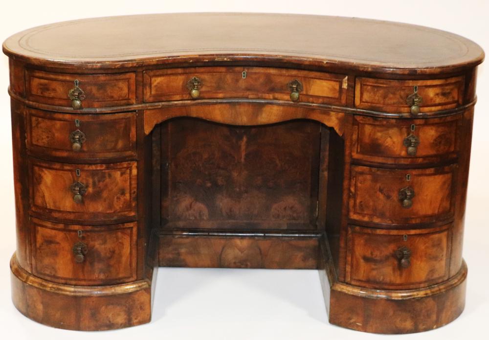 English Kidney-Shape Mahogany Desk (1 of 7)