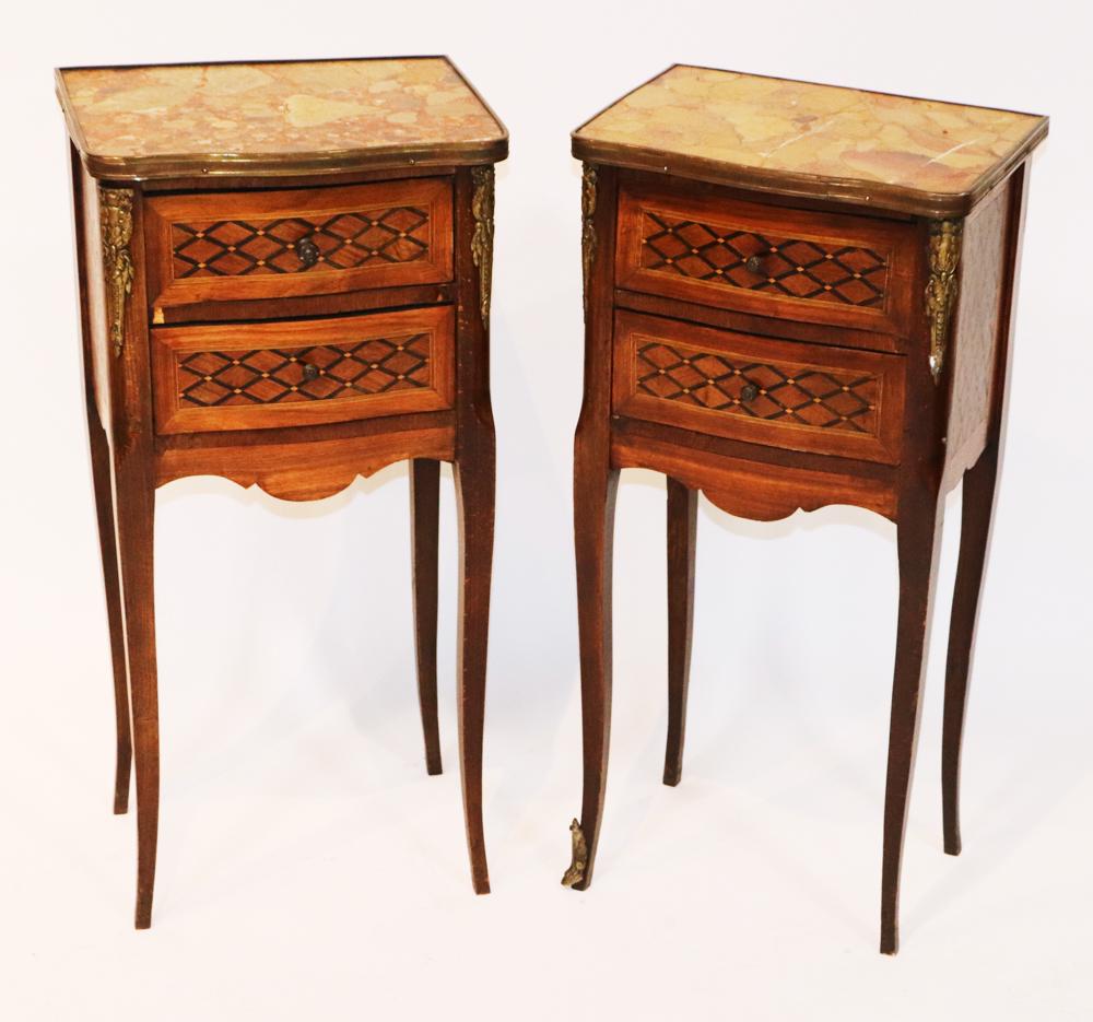 Pair of French Lamp Tables with Marble Tops (1 of 8)