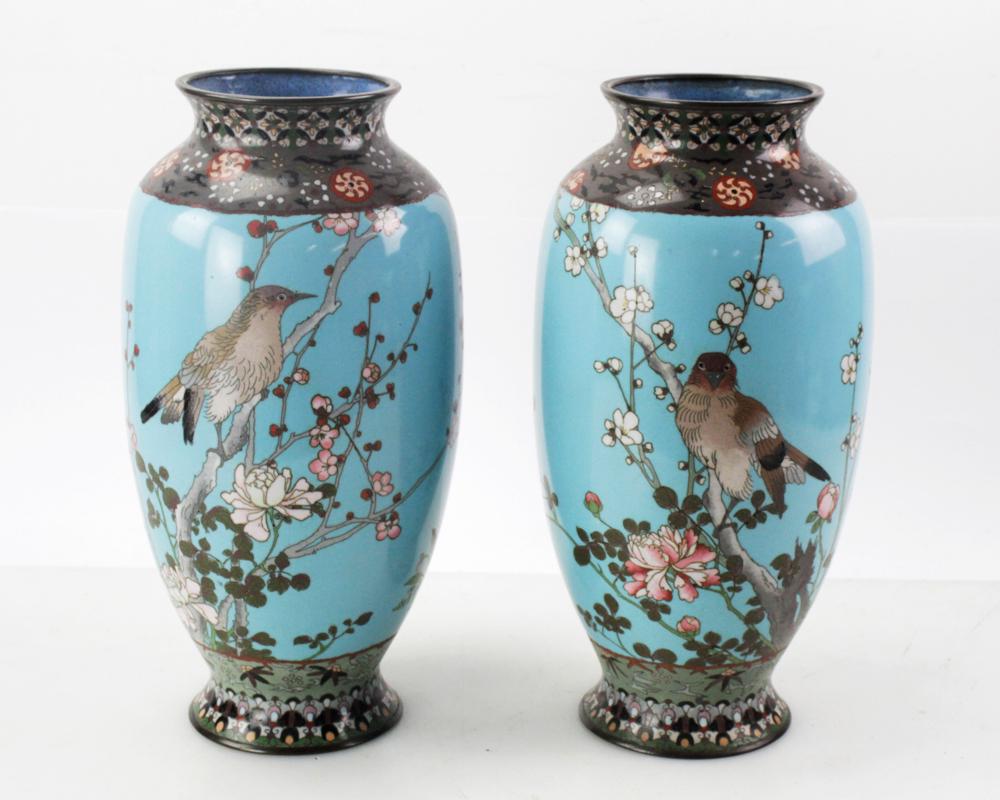 Pair Of Antique Cloisonne Vases Auction