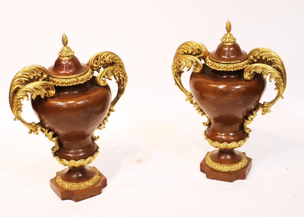 Pair of Classical Rococo Urns with Gilt Handles (1 of 9)