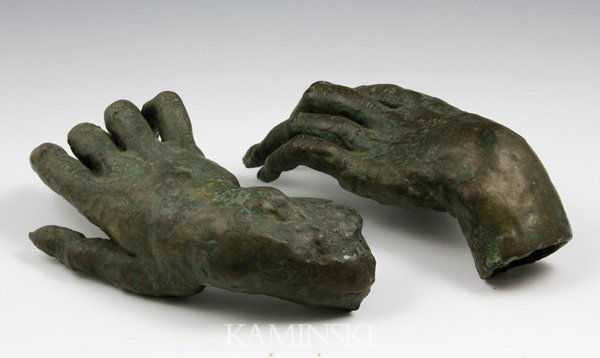 Epstein, Pair of Hands, Bronze: Sir Jacob Epstein (British, 1880-1959), pair of hands, bronze, 8 1/2". Provenance: current owner's brother-in-law acquired directly from the artist in England.