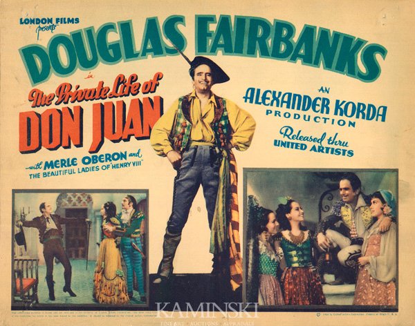 10 Lobby Cards Featuring Douglas Fairbanks: Lobby cards to include: "The Private Life of Don Juan" featuring Douglas Fairbanks, circa 1934; "The Good-Bad-Man" featuring Douglas Fairbanks, circa 1916; "The Habit of Happiness" featuring Douglas F