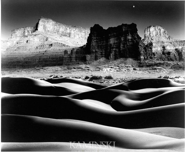 Barnbaum, "Moonrise Over Cliffs and Dunes", Photo: Bruce Barnbaum (American, b.1943), "Moonrise over cliffs and dunes", photograph, circa 1976, information verso, 8"h x 10"w.