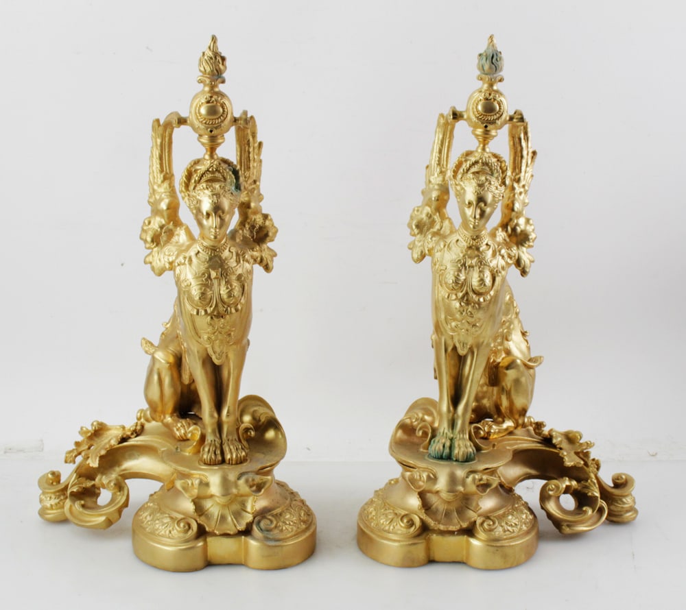 Pair of French Dore Bronze Chenets (1 of 12)