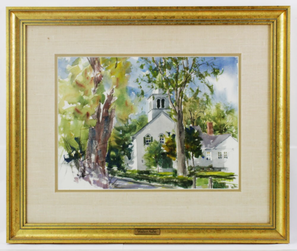 Walter Ashe, Village Church, Watercolor (1 of 8)
