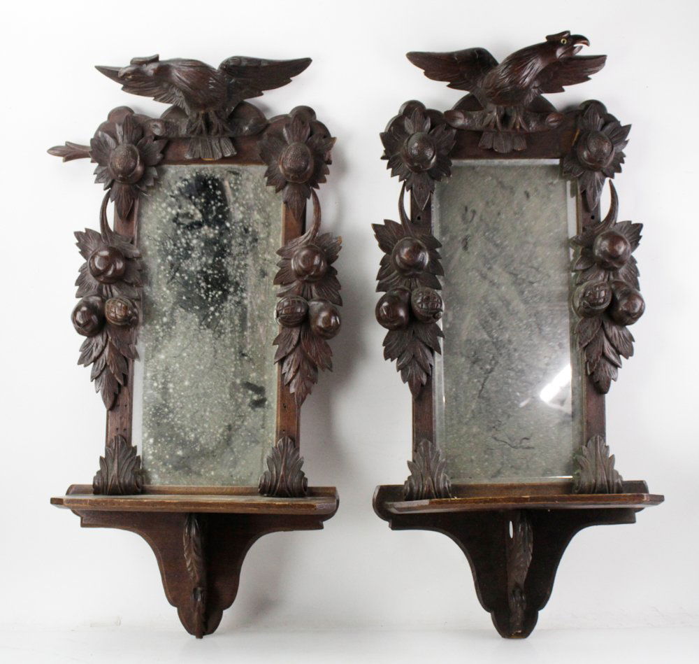 Pair of Victorian Walnut Carved Eagle Wall Mirrors (1 of 10)