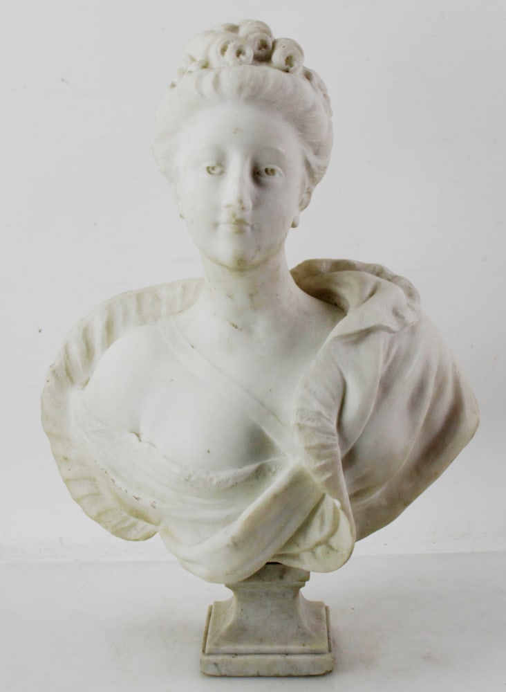 19thC French Marble Bust, Signed Lenhoir (1 of 10)