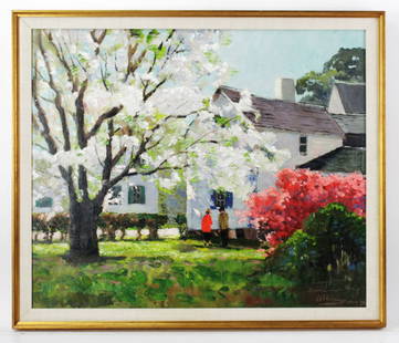 Anthony Thieme, Blossom Time, Oil on Canvas: Anthony Thieme (1888-1954), Blossom Time, oil on canvas, signed and dated 1943, 25" x 30". Provenance: Glen Rock, New Jersey collection.