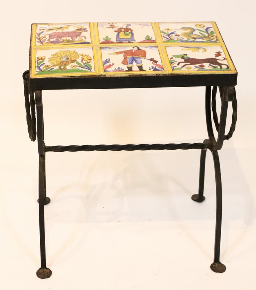 Vintage Wrought Iron Table with Tile Top (1 of 5)