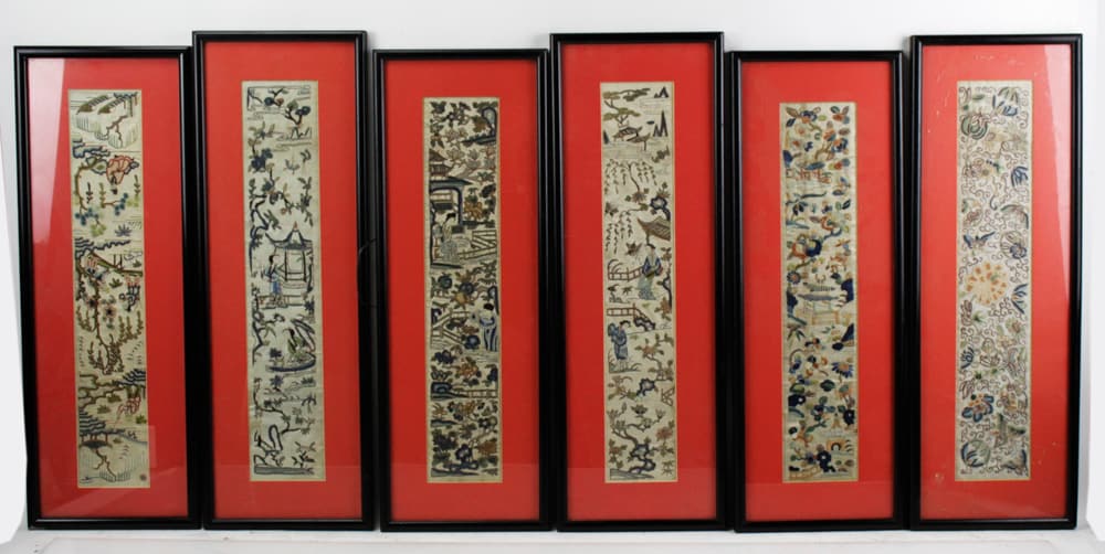 Collection of Framed Chinese Embroidered Panels (1 of 7)