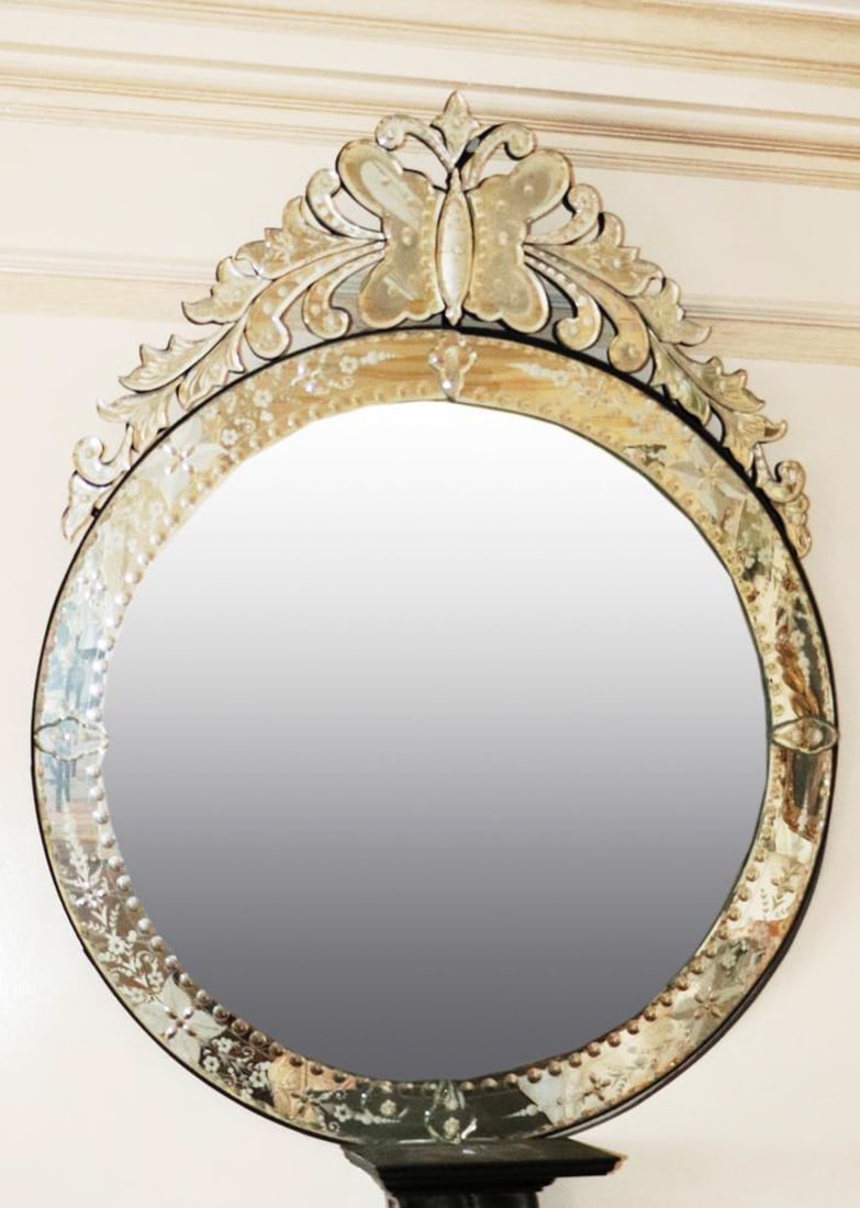 Venetian Glass Mirror with Butterfly Crest (1 of 4)