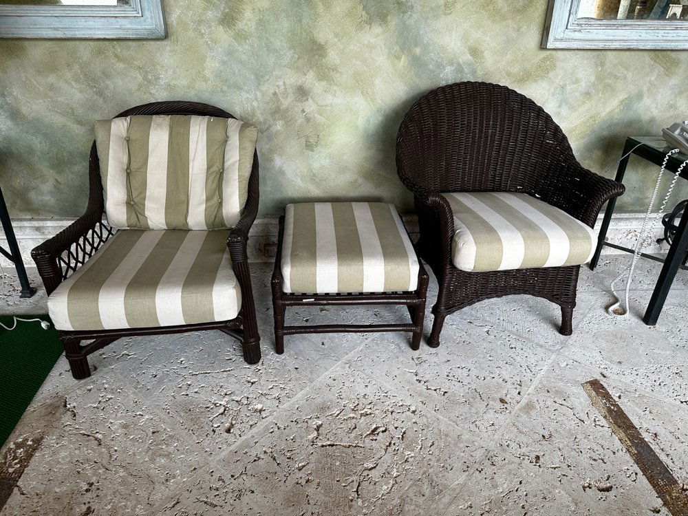 Two Wicker Armchairs and Bamboo Ottoman (1 of 1)