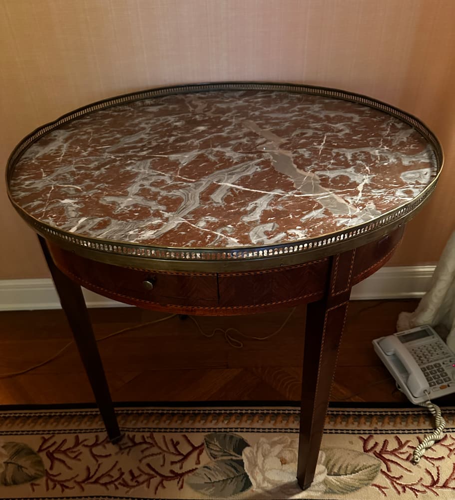 Mahogany Marble-Top Table with Banded Inlay (1 of 2)