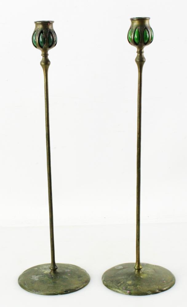 Pair of Tiffany Bronze Candlesticks (1 of 8)