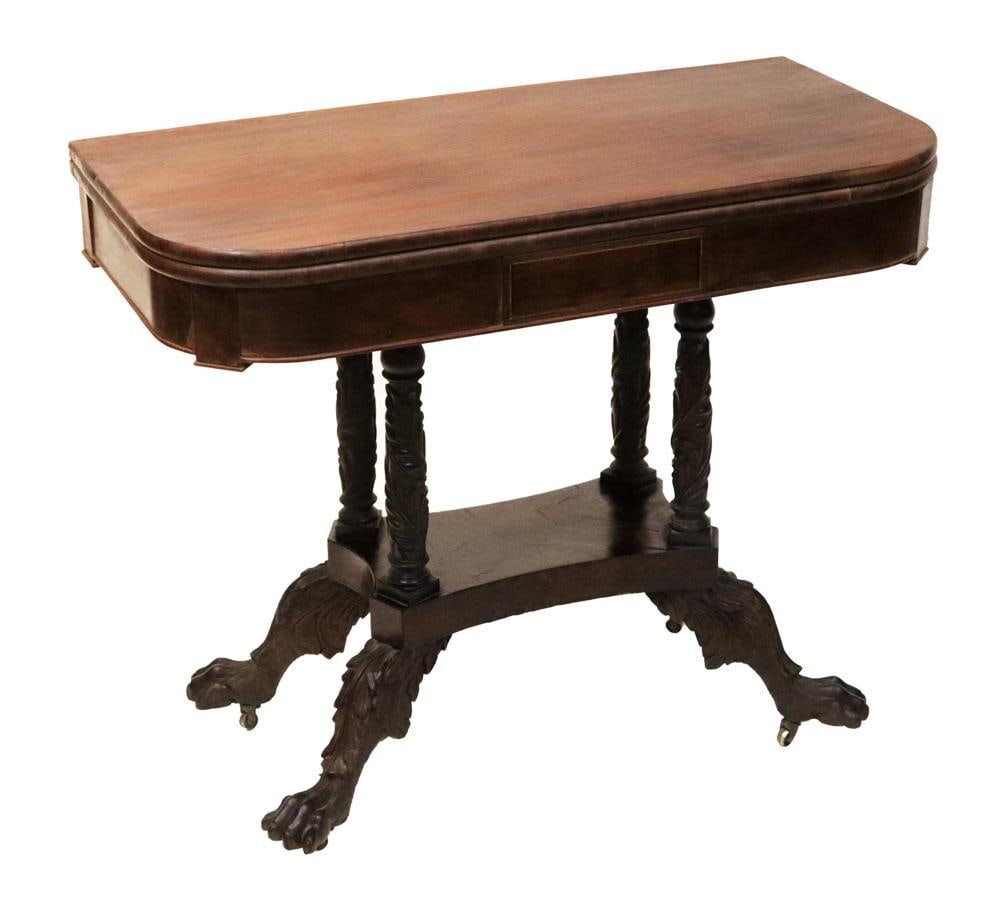 19thC Classical Empire Games Table with Paw Feet (1 of 9)