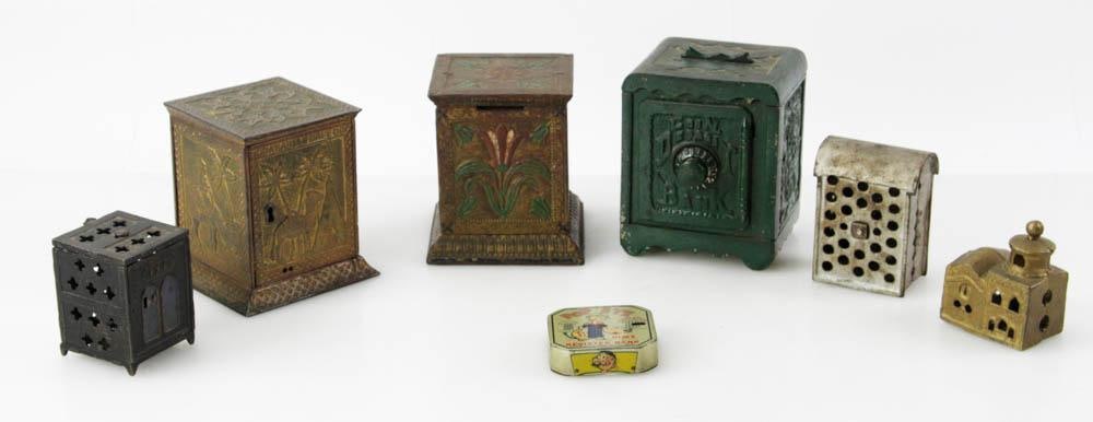 Seven Cast Iron Still Banks (1 of 7)