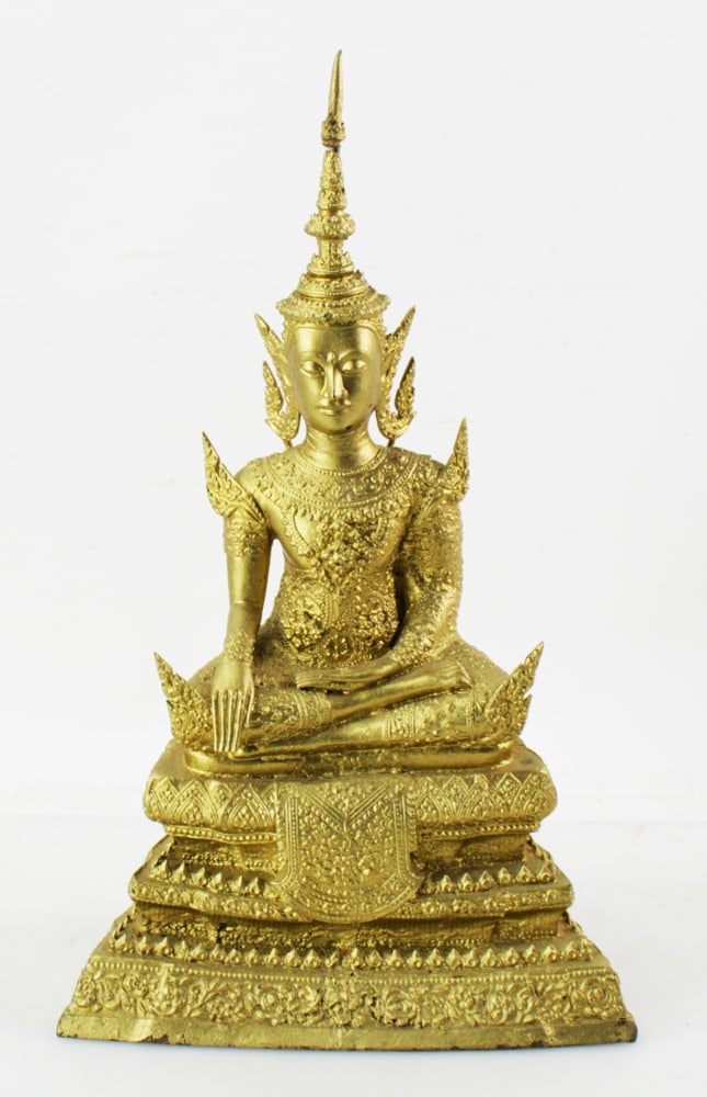 19thC Thailand Gilt Bronze Sitting Buddha (1 of 9)