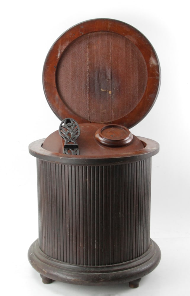 Antique Shoe Shine Drum Shaped Box (1 of 1)