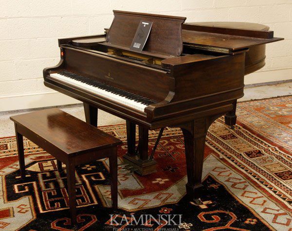 Steinway Baby Grand Piano: Steinway baby grand piano, mahogany, serial number 120462, built 1906, with bench, 71"l x 56"w.