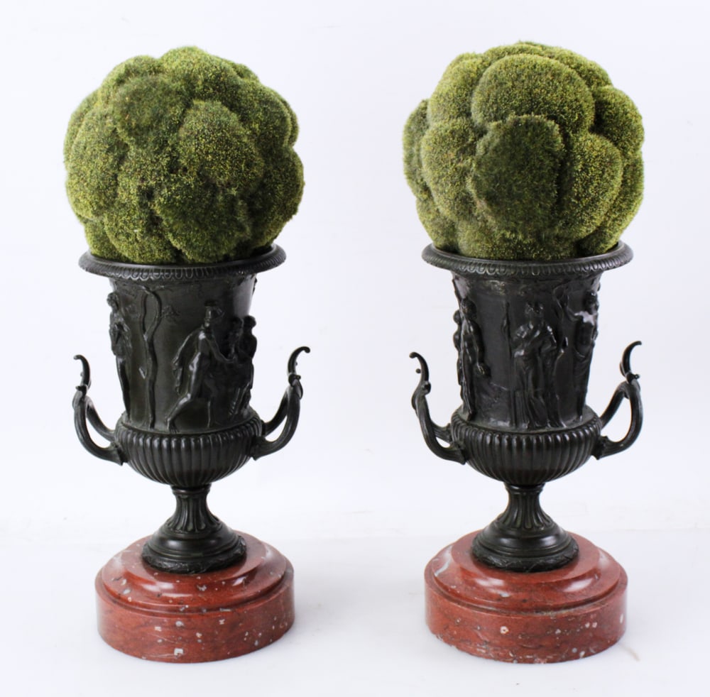 Pair of 19thC Grand Tour Classical Bronze Urns (1 of 10)