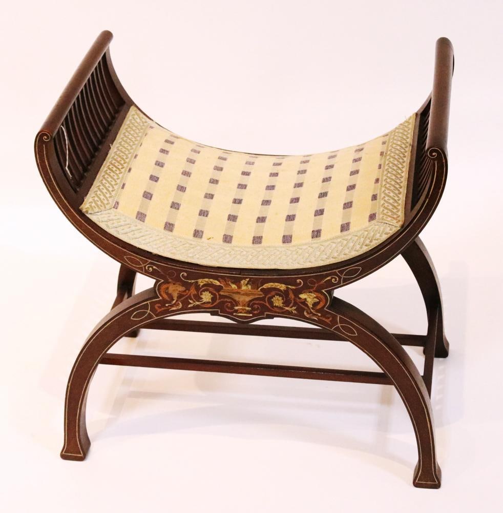 Upholstered Bench with Curved Seat and Base (1 of 5)