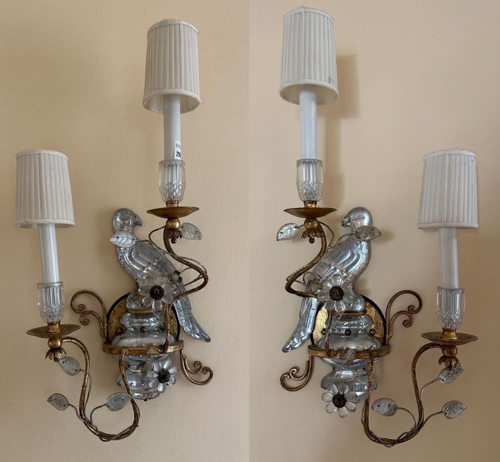 Pair of Vintage Rock Crystal Bird Wall Sconces (1 of 3)