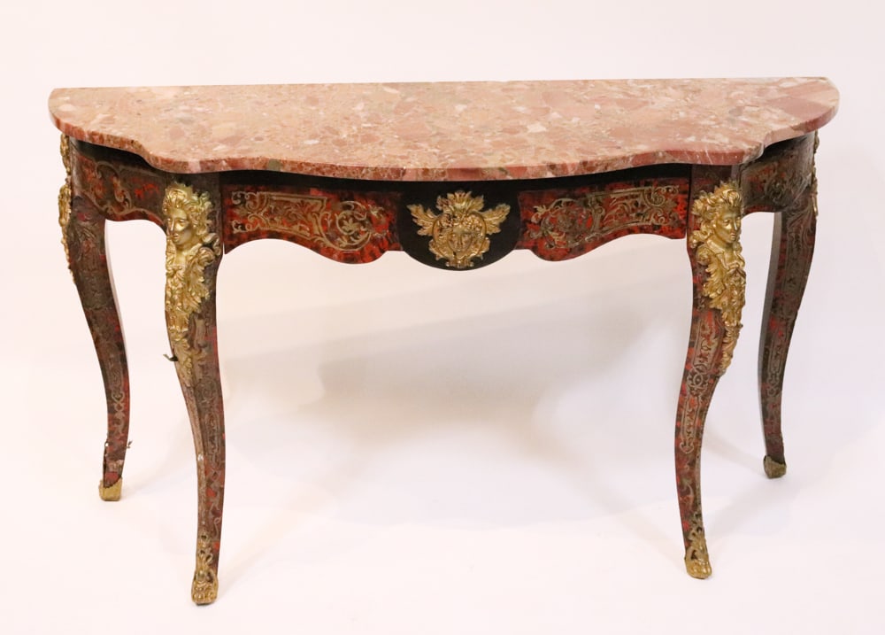 19thC French Boulle Marble-Top Console Table (1 of 10)