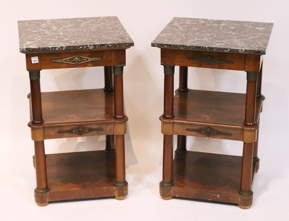 Pair of Classical Empire Marble-Top Tables (1 of 8)