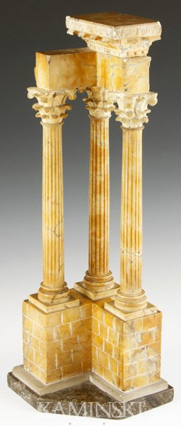 Architectural Model: Architectural model of Corinthian columns on base, marble, 15" x 6".