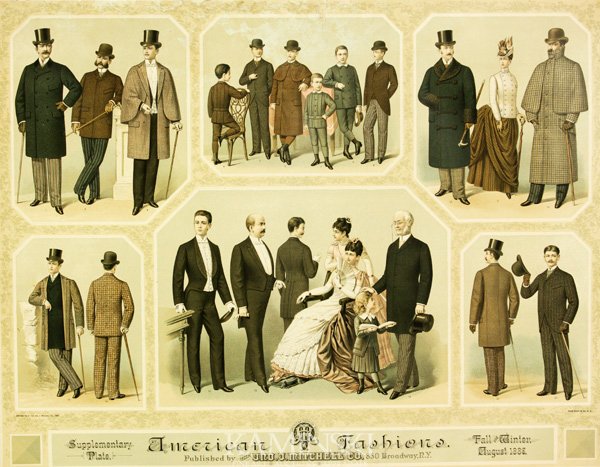 Men's Fashion Print: Men's fashion print, Jno. J. Mitchell Co., New York, 1887, Fall and Winter, 22" x 28".