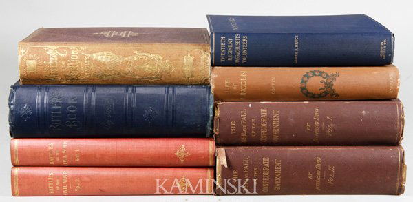 Lot of Civil War Books: Lot of Civil War books, Benjamin Butler, "Battles of the Civil War", the Century Magazine, 2 volumes; Charles Carleton Coffin, "The Life of Abraham Lincoln", Harpers, 1893; George Anson Bruce, "The Tw