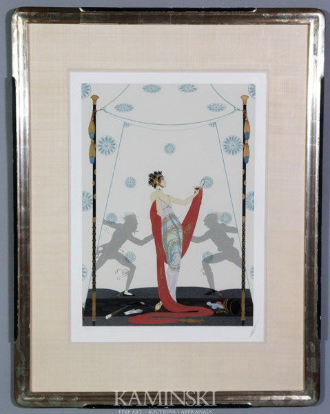 Erte, "The Duel", Serigraph: Erte (Russian 1892 - 1990), "The Duel", serigraph, signed in pencil lower right, numbered "246/300" lower left, 24 1/2"h x 17 1/2"w (image), 41"h x 31 1/2"w (frame).