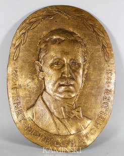 Longman, Plaque, Bronze: Evelyn Beatrice Longman (American 1874 - 1954), plaque, bronze, circa 1932, 22"h x 16 1/2"w x 1 3/4"d. Longman was the first woman sculptor to receive full membership in the National Academy of